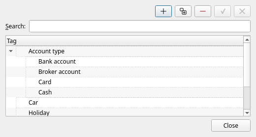 The list of tags
