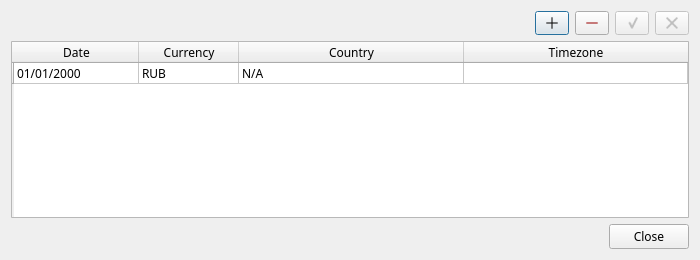 The Residence window of a new database