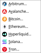 The blockchain menu