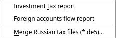 The Tax menu