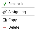 The operation context menu